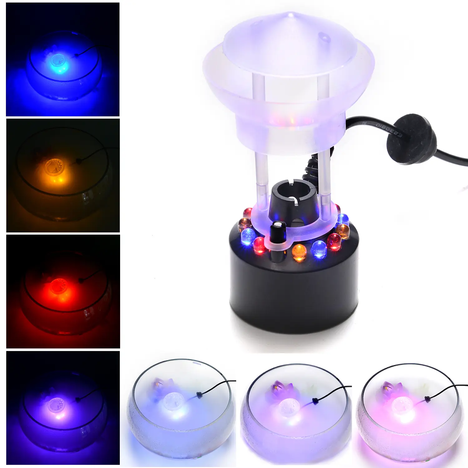 FITNATE Mini Fogger & Air Humidifier - Color Changing 12 LED Lights, Splash Guard, Large Mist Capacity for Halloween, Holidays