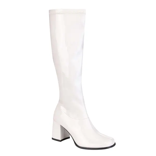 Women's Patent White Gogo Costume Boots