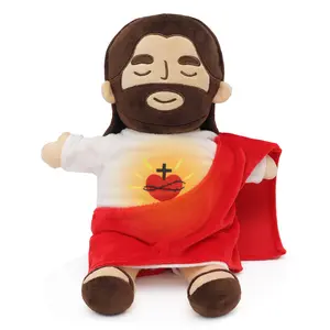 Yelakey Breathing Jesus Plush Soothing Jesus Plush Toys with Light & Sound, Jesus Stuffed Animal Breathing Plushy Doll, Christian Catholic Religious Plushie Christmas Easter Gifts for Kids Baby Adult fathersdaygift