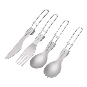 Boundless Voyage Titanium Folding Spoon, Spork, Fork, Knife, Outdoor Portable Foldable Cutlery For Adult Child, Compact and Durable Design