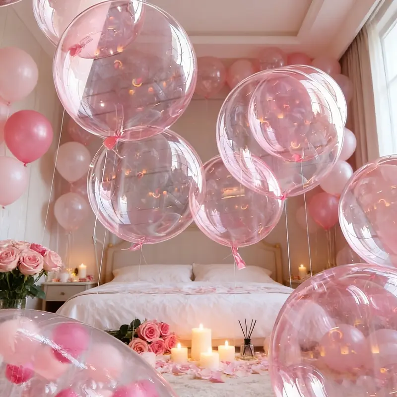 6-Pack Of Pink Balloons, Valentines Balloons, 18 Inches, Large Bobble Balloons, Suitable For Weddings, Birthdays, Happy Anniversary Decorations, Party Decorations, Balloon Party Supplies, Photography Studio Props, Valentine'S Day Scene Setup