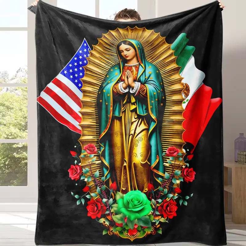 Virgin Mary Flannel Blanket - Soft, Warm, Lightweight Flannel Fabric Blanket for Room Decor, Church Gatherings, Contemporary Gifting (Church/Gifts for Loved Ones), Home