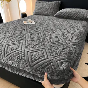 Faux Lamb Wool Bed Sheet, Plush Bed Cover, Flat Sheet, Mattress Cover, Solid Color, Minimalist European Style, Single to Queen Size