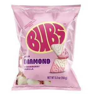 BUBS USA Sour Diamond Strawberry Vanilla BonBon Sweet Sour Candy 5.5 oz Pack for Snacking and Candy Lovers