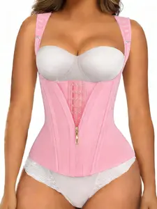 1 Count Women's Compression Shapewear Tank Top, Underwear, Fajas, Colombian Shapewear, Tummy Control Vest With Zipper And Hook Eye Closure, High Waist Corset Shaper For Smooth Body Contouring, Suitable For Daily Wear, Work, Casual And Formal Outfits