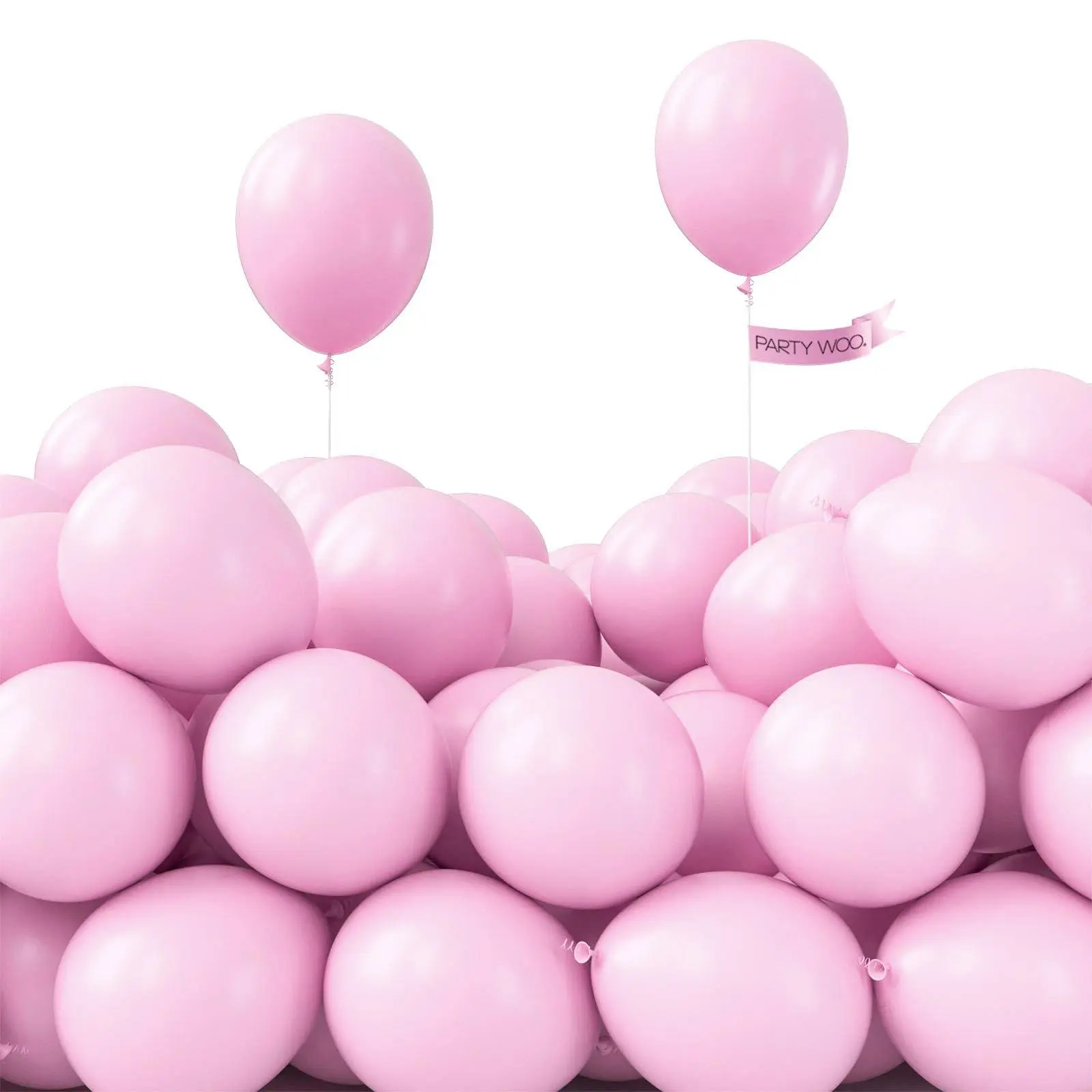 PartyWoo Thick Solid Latex Rubber 5-Inch Balloons, 50pcs Pastel Pale Light | for Gender Reveal, Baby Shower Decorations Pink-Q05, Easy for Arches & Garlands