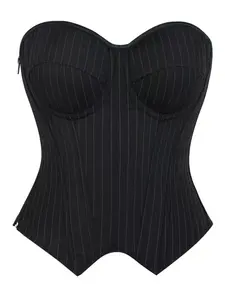 Women's Overbust Corset Top, Striped Design, Sleeveless Style, All-Season Wear, Perfect for Cosplay Costumes & Halloween Performances