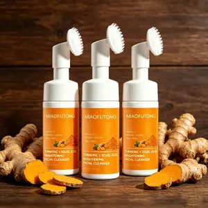 Turmeric Kojic Acid Cleanser Mousse | Brightening Foaming Wash with Silicone Brush, Deep Cleansing for Face