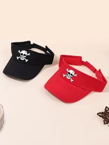 Skull Printing Sports Visor Hat, Adjustable Empty Sun Top Hat Visor Sunscreen Hat for Tennis Baseball Golf Athletic Cycling Running, Fashion Accessories for Women & Men
