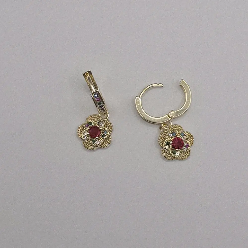 Rose's  beautiful earrings, hoops style color's stones, fashion GOLD-PLATED no tarnish gold jewelry accessories women dangle earring Rhinestone Decorated Bling