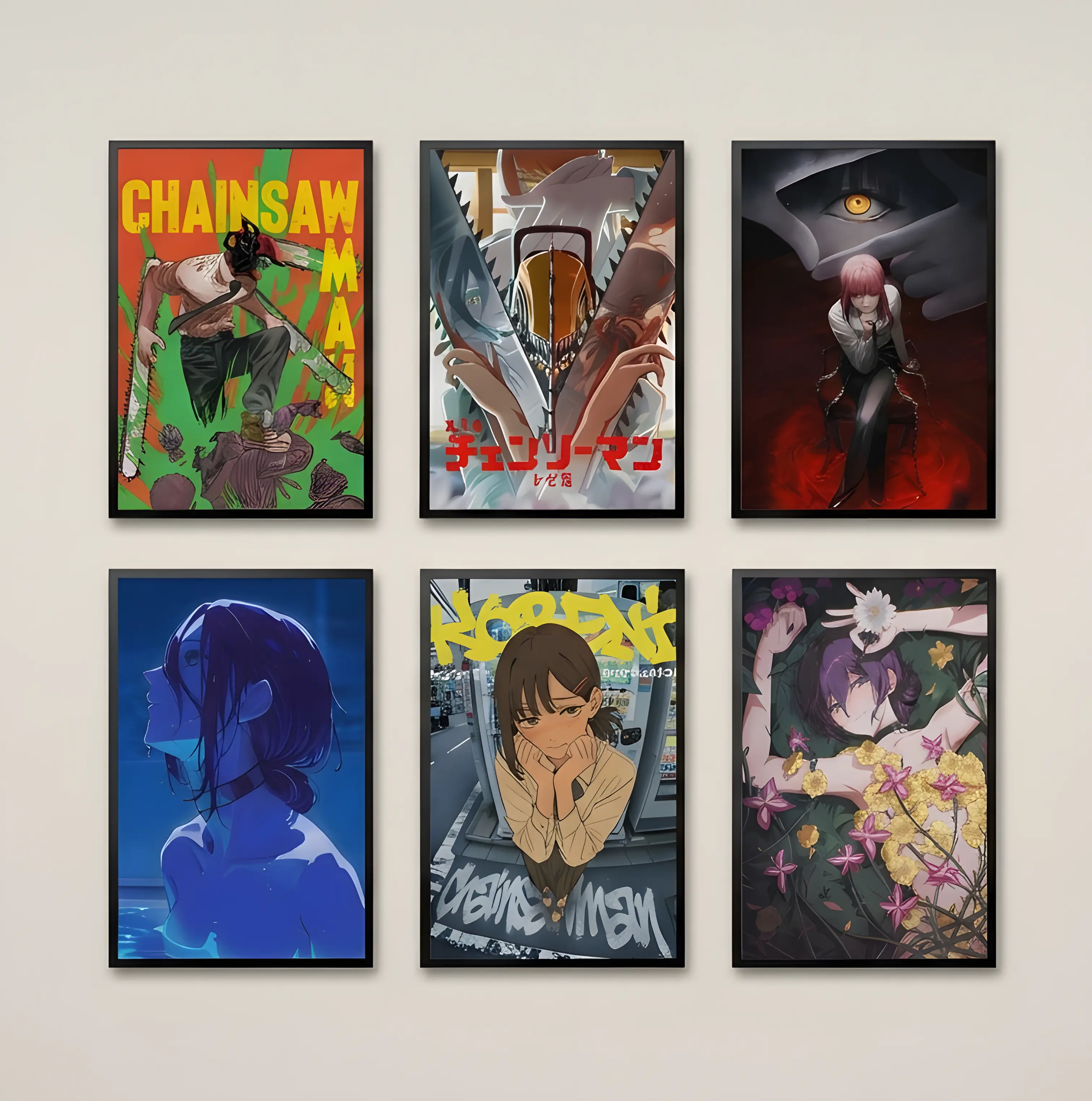 Chainsaw Man Anime Canvas Poster Print | High-Quality Eco-Friendly Wall Art Decor | Premium Black Hard Frame or Frameless Option | Makima Reze Power Kobeni Trendy Otaku Room Aesthetics Gift gaming room office