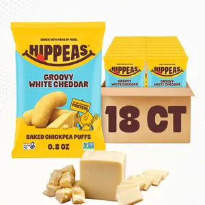 Groovy White Cheddar Baked Chickpea Puffs - Gluten Free Snacks, Dairy Free, Vegan, Crunchy, Nutritious, Baked Plant Protein Snack, Non-GMO, Kosher