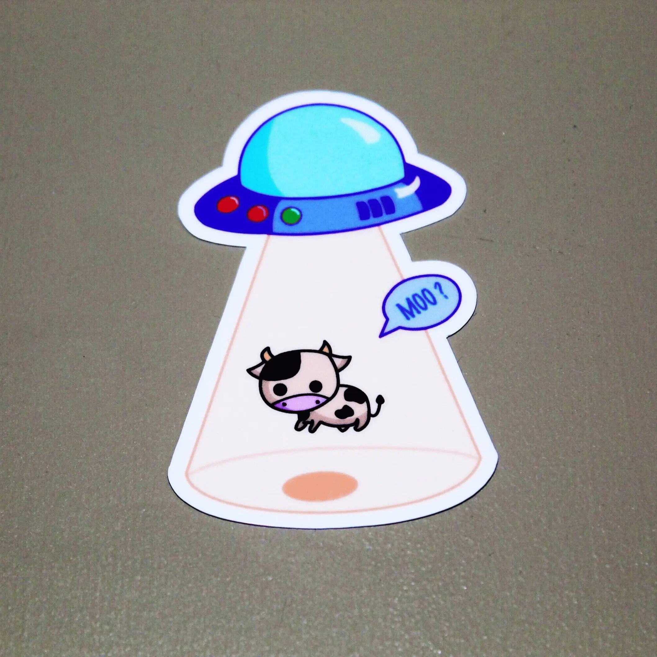 Cow Alien Sticker, Animal Stickers, Gen Z Humor, Cow Alien Lover, Cows UFO Cute Gift, Funny Meme Stickers, Kawaii Sticker Gift For Laptop, Notebook