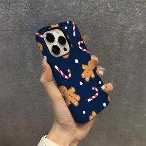 Christmas Gingerbread Man Cane Pattern Phone Case, Dual Layer Anti-Drop Durable Cover, Fits iPhone 17/16/15/14/13/12/11/x/XR/plus/air/pro/max/se2/se3