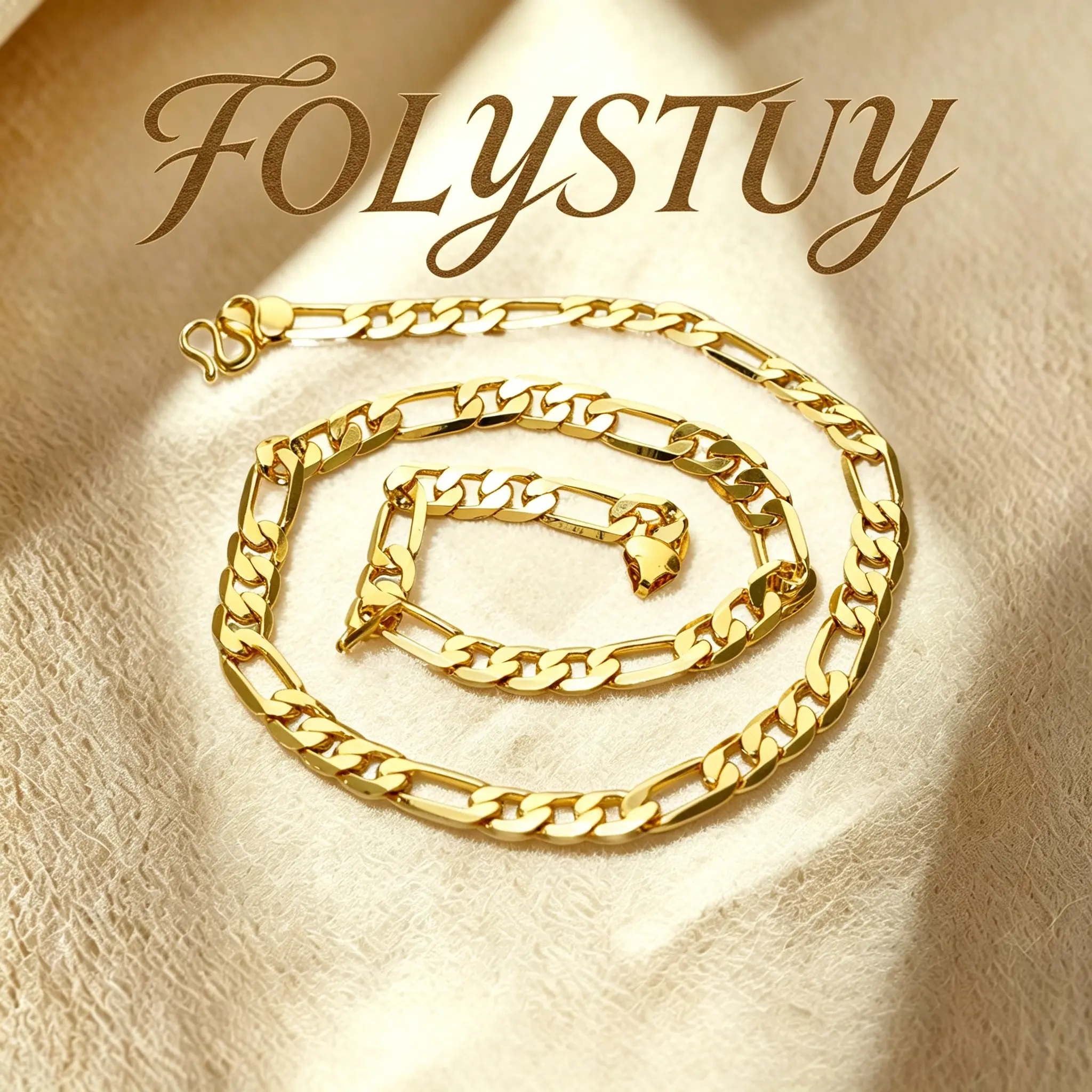 Length: 23.6 inches; Width: 8.9 mm【FOLYSTUY (Y143)】Figaro Necklace Unisex M Clasp Chain & Link Elegant Design for Men and Women