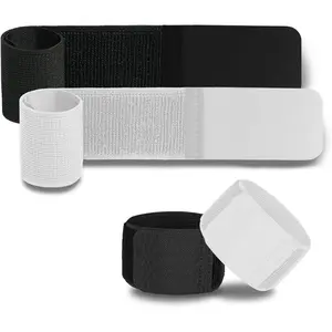 4PCS Soccer Shin Guard Straps for Kids Youth Adult, Shin Pad Holders, Shinguard Stays, Lightweight & Adjustable, Black & White