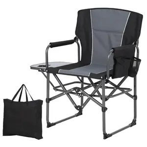 Heavy Duty Director's Camping Chair with Side Table & Storage Pouch – Oversized, 330 lbs Capacity – Lightweight Aluminum Folding Frame – Ideal for Outdoor, Beach, Fishing, Picnic, Concert, Tailgating