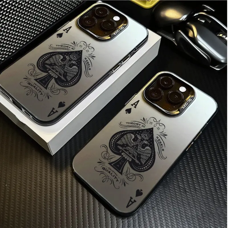 Trendy Vintage Ace of Spades Poker Aesthetic Phone Case Classic Casino Graphic Shockproof Bumper Cover Compatible with iPhone