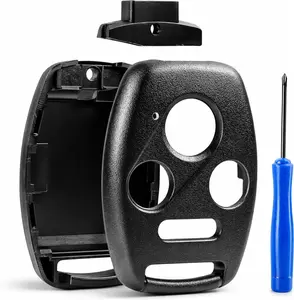 Cutting NOT Required - 2 Key Fob Keyless Entry Remote Shell Case & Pad fits Honda 2003-2012 Accord / 2006-2013 Civic EX / 2009-2015 Pilot /2005-2006 CR-V