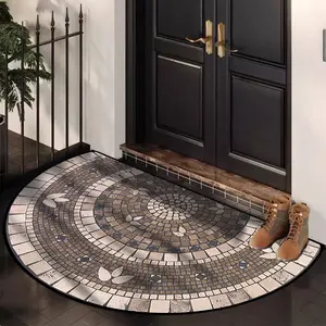 Round Door Mat Indoor Outdoor Use, Soft Comfortable Design, Stylish Print, Easy Clean Welcome Foot Pad, Universal Setting, Minimalist Style, Home Decor Rugs, Home Decorative Rug, Household Decorative Rug