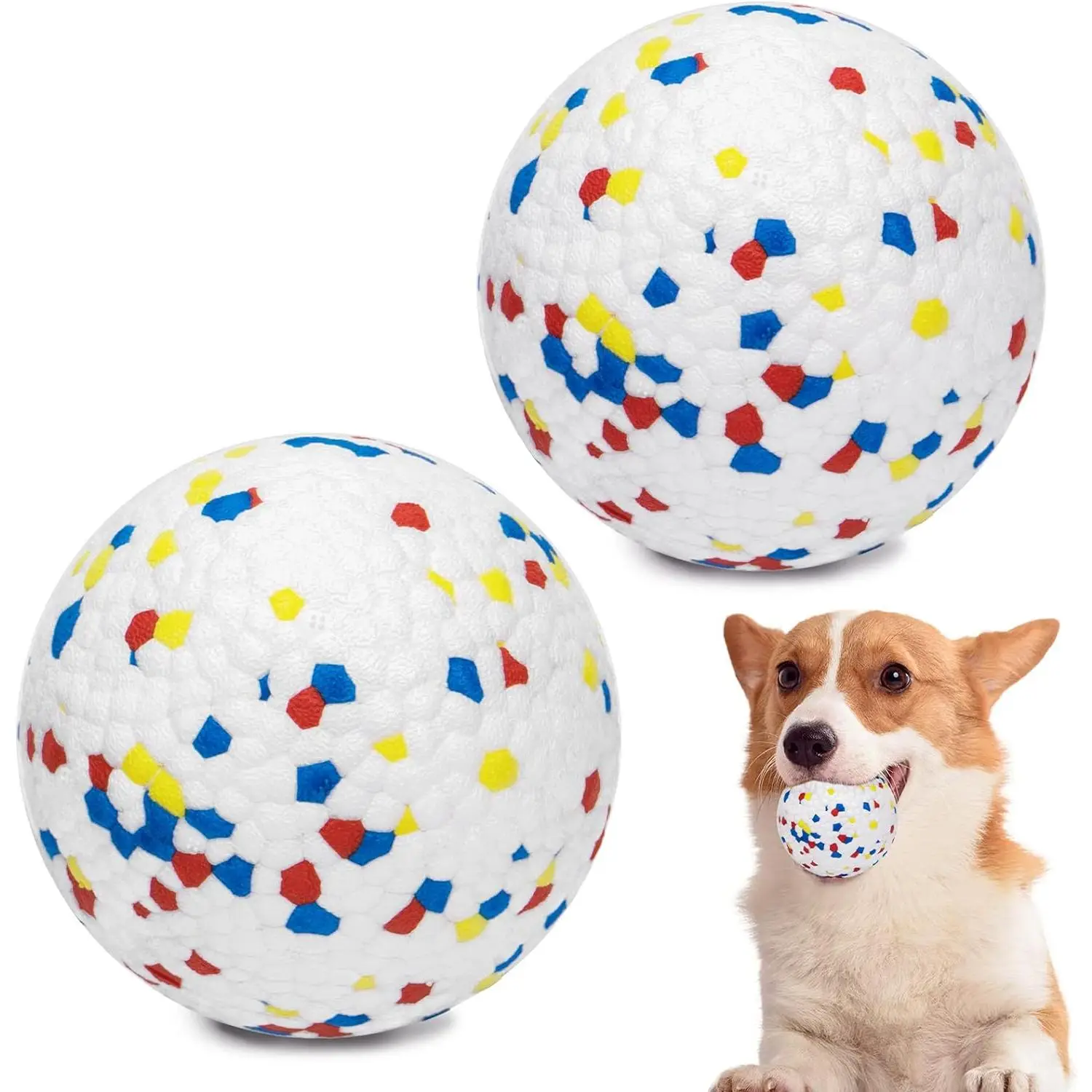 Indestructible Dog Ball - Durable Chew Toy for Aggressive Chewers, Floating Mini Interactive Dog Fetch Balls for Small, Medium & Large Dogs, Tough E-T