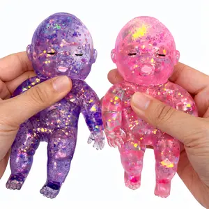 Mega Glitter Squishy Baby Toy, Mega Glitter Slow Rising Squeeze Toy for Stress Relief, Soft Sensory Fidget Toy for Kids & Adults, Cute Stretchy Collectible Sparkly Squishies