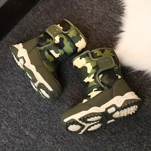 Boys' Heavy-Duty Winter Snow Boots with Closure - Camouflage & Multi-Color Options, PU/Fleece Upper & Rubber Sole, Soft Lining, Round Toe - All-Terrain Traction for Skiing, Snow Play, Outdoor Activities - Ideal Gift for Boys & (Ideal for Winter, Snow, and