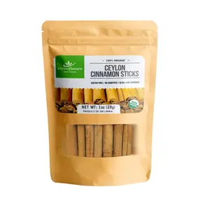 Organic Ceylon cinnamon sticks, True or Real Cinnamon, Premium Grade, Harvested from a USDA Certified Organic Farm in Sri Lanka 1 oz / 28 g (3" cut 6 to 7 sticks)