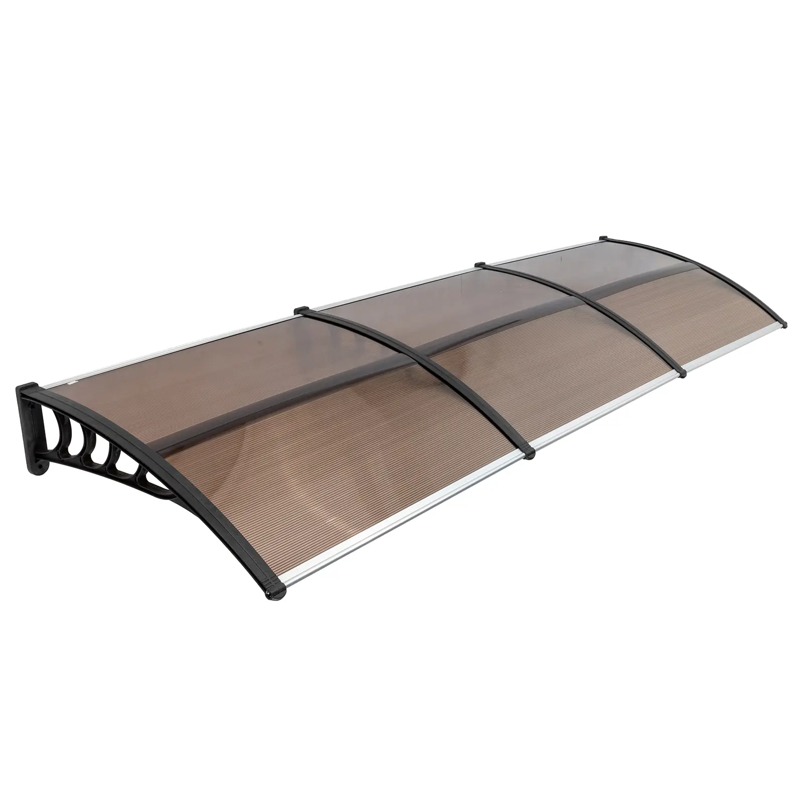 Household 300x100cm Door & Window Rain Cover Eaves, Brown Board & Black Holder Bulging Arch Sunshade Canopy, Lightweight Roofing Canopy with Sun Protection & Easy Setup, Lightweight Canopy