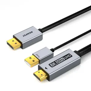 BENFEI DisplayPort 1.4 to HDMI 2.1 6 feet Cable 8K@60Hz 4K@240Hz/165Hz/144Hz/120Hz, Unidirectional DP (Source) to HDMI (Display) with USB 5V/1A Power Supply Support HDR/DSC/HDCP 2.3 for AMD NVIDIA PC