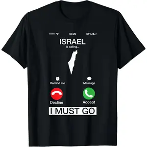 Women's 100% Cotton Comfy Soft Short-Sleeve Casual Top, "Israel Is Calling And I Must Go" Funny Phone Screen T-Shirt