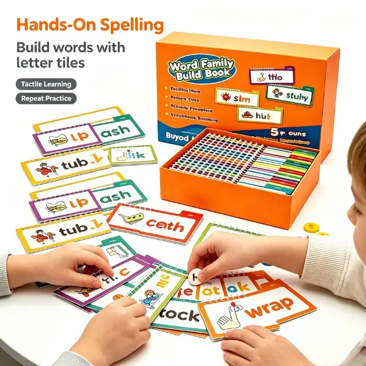 30 Read & Rhyme Flip Books Word Family Flash Cards - Vocabulary Flashcards, Playful Flash Cards, Kids Learning Materials, Phonics, Sight Word Tool Colorful Educational Toys for Preschoolers