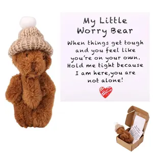 Mini Plush Super Soft Fluffy Teddy Bear Stuffed Animal My Little Worry Bear, Handmade Easter Decor, Perfect Gift for All Ages