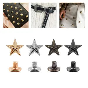 10/12pcs 13.5mm Metal Star Rivets Studs Spikes Spots Buttons LeatherCraft DIY For Belt Bag Scrapbooking Shoes Cap Tags Clothes Accessories