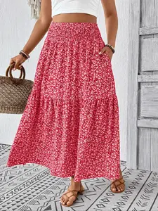 Women's Plus Size Summer Fake Half Floral Skirt, Casual A-Line Midi Dress, Comfortable and Stylish, Perfect for Daily Wear