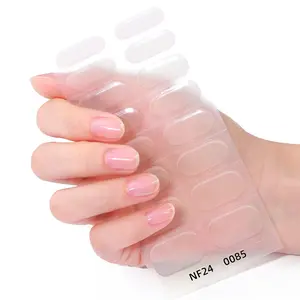 16pcs Transparent Semi-Cured Gel Nail Strips, Nail Art Stickers, Glossy Self-Adhesive Full Set, UV Lamp Required, Easy Apply & Remove, DIY Nail Art Kit