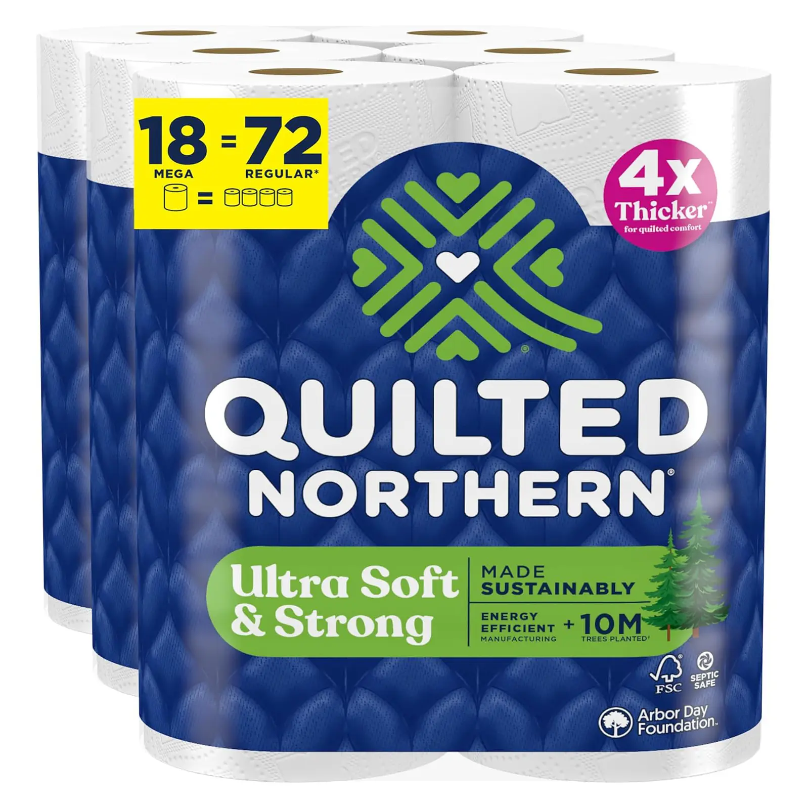 Quilted Northern Ultra Soft & Strong Toilet Paper, 18 Mega Rolls = 72 Regular Rolls, 5X Stronger*, Premium Soft Toilet Tissue