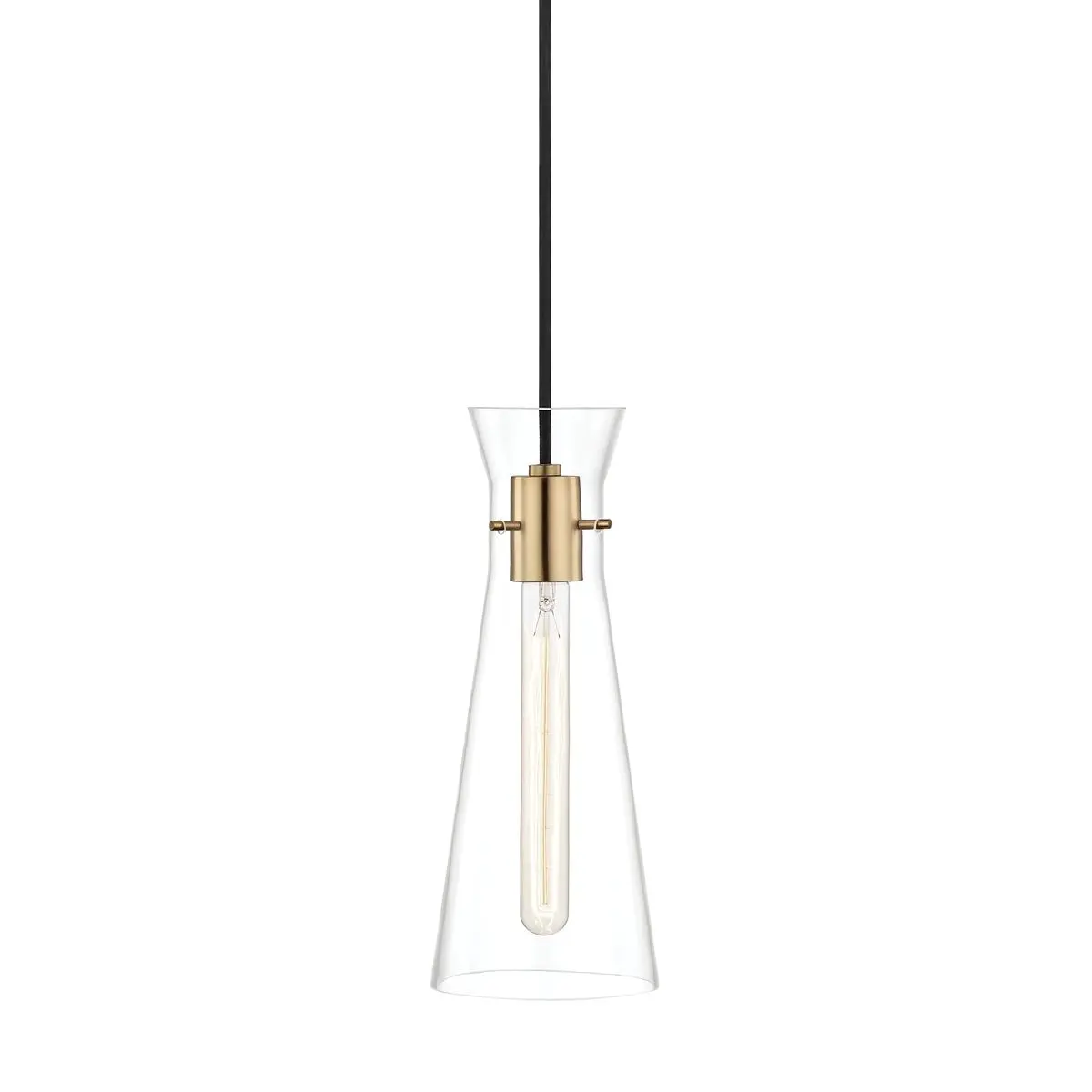 Anya Pendant Light - Modern Vase-Shaped Glass Shade with Aged Brass, Polished Nickel & Copper Finishes