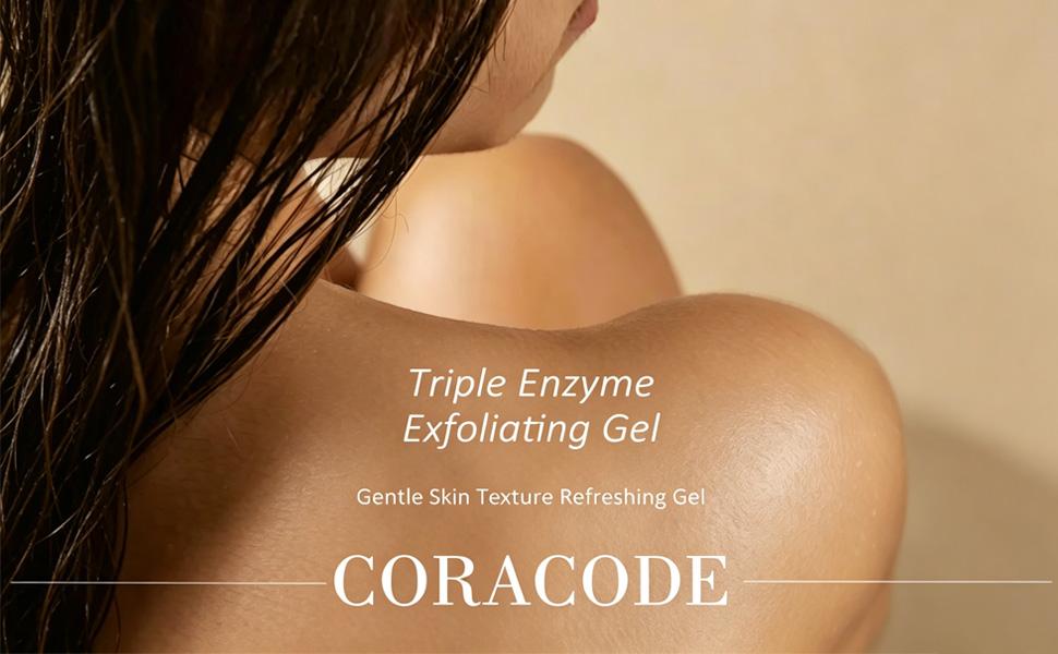 CORACODE Triple Enzyme Exfoliating Gel - Green Tea Aqua Peel Gel Tube, Gentle Face Scrub with Fruit Enzymes, AHA, BHA & Hyaluronic Acid, Hydrating Acne Care for Adults, Exfoliate for Smooth Skin Routine, 100ml