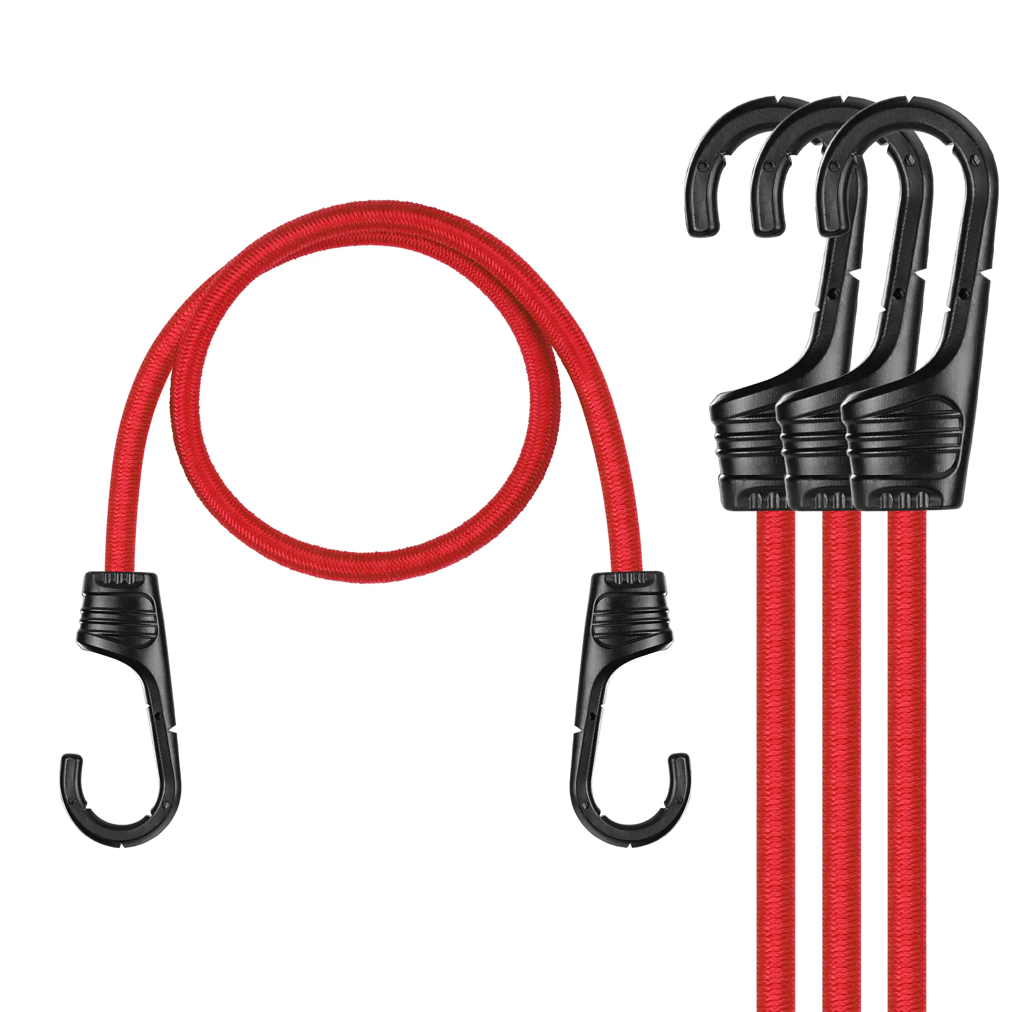 #summersale WORKPRO 24 Inch Bungee Cords with Hooks, 4 Pack Superior Rubber Heavy Duty Bungee Straps Strong Elastic Rope for Outdoor Tent, Luggage Rack, Camping, Cargo, RV, Bike, Transporting, Storage, Red