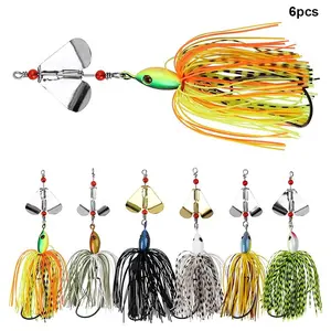 Spinnerbait Fishing Lures Kit Set, 6pcs Multicolor Buzzbaits, Bass Trout Salmon Metal Spinners, Freshwater Saltwater Fishing Gear