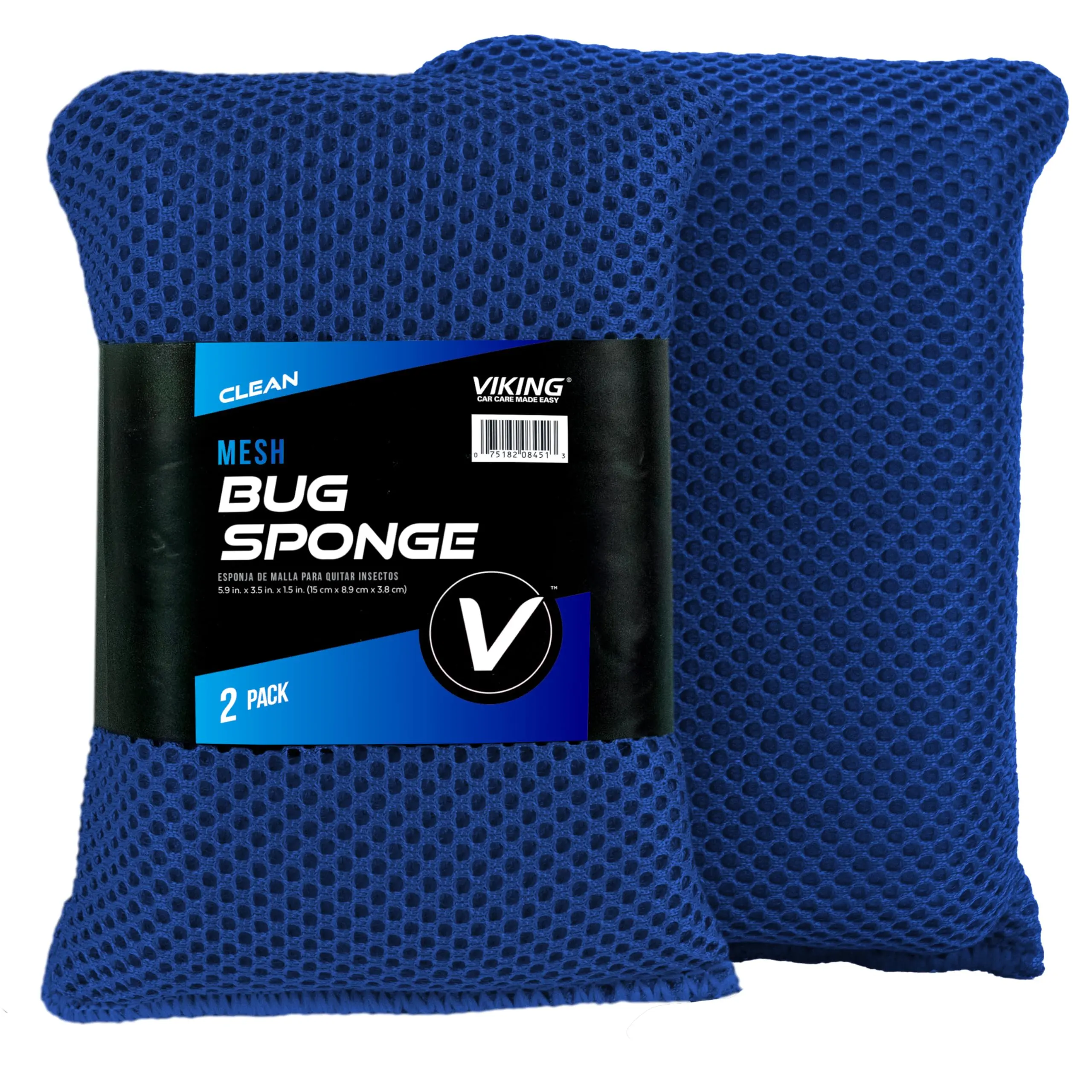 VIKING Mesh Bug Sponge, Car Wash Sponge for Cleaning Bugs and Tar, Royal Blue, 4 inch by 6 inch, 2 Pack Car Wash Kit Car Detailing Products