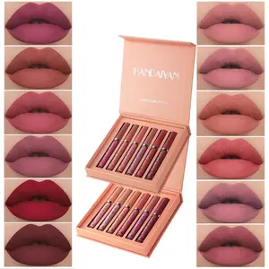 HANDAIYAN 12 Counts Matte Liquid Lipstick Set Lip Stain Makeup Long Lasting High Pigmented Nude Waterproof Non-Stick Cup Lip Gloss Kit for Girls Women Makeup Gift Set Beauty Multicolor Pearl Cosmetic Glossy tiktok shop Halloween