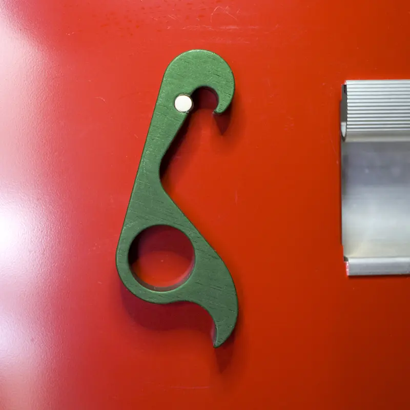 GrabOpener Ergonomic One-handed Bottle Opener in Solid Aluminum with a Strong Neodymium Magnet in a Satin Anodized Finish
