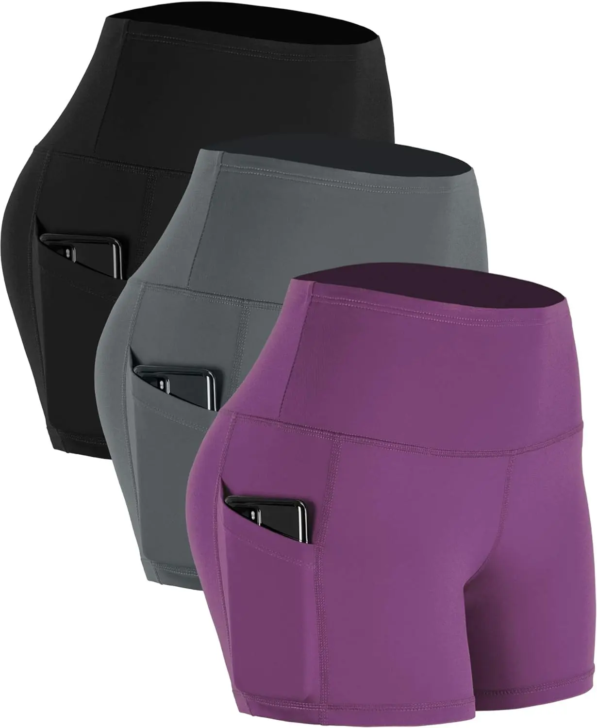 CADMUS High Waist Athletic Shorts for Womens Yoga Fitness Running Shorts with Deep Pockets