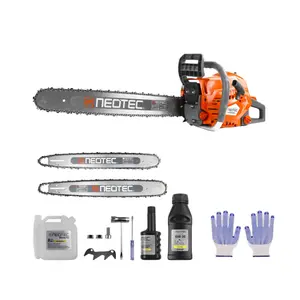 NEOTEC 58cc/62cc/68cc Gas Powered Chainsaw 2-Cycle Handheld Petrol Gasoline Chain Saw for Tree Felling Forestry Logging with Gloves & Accessories Backyard Storm Cleanup