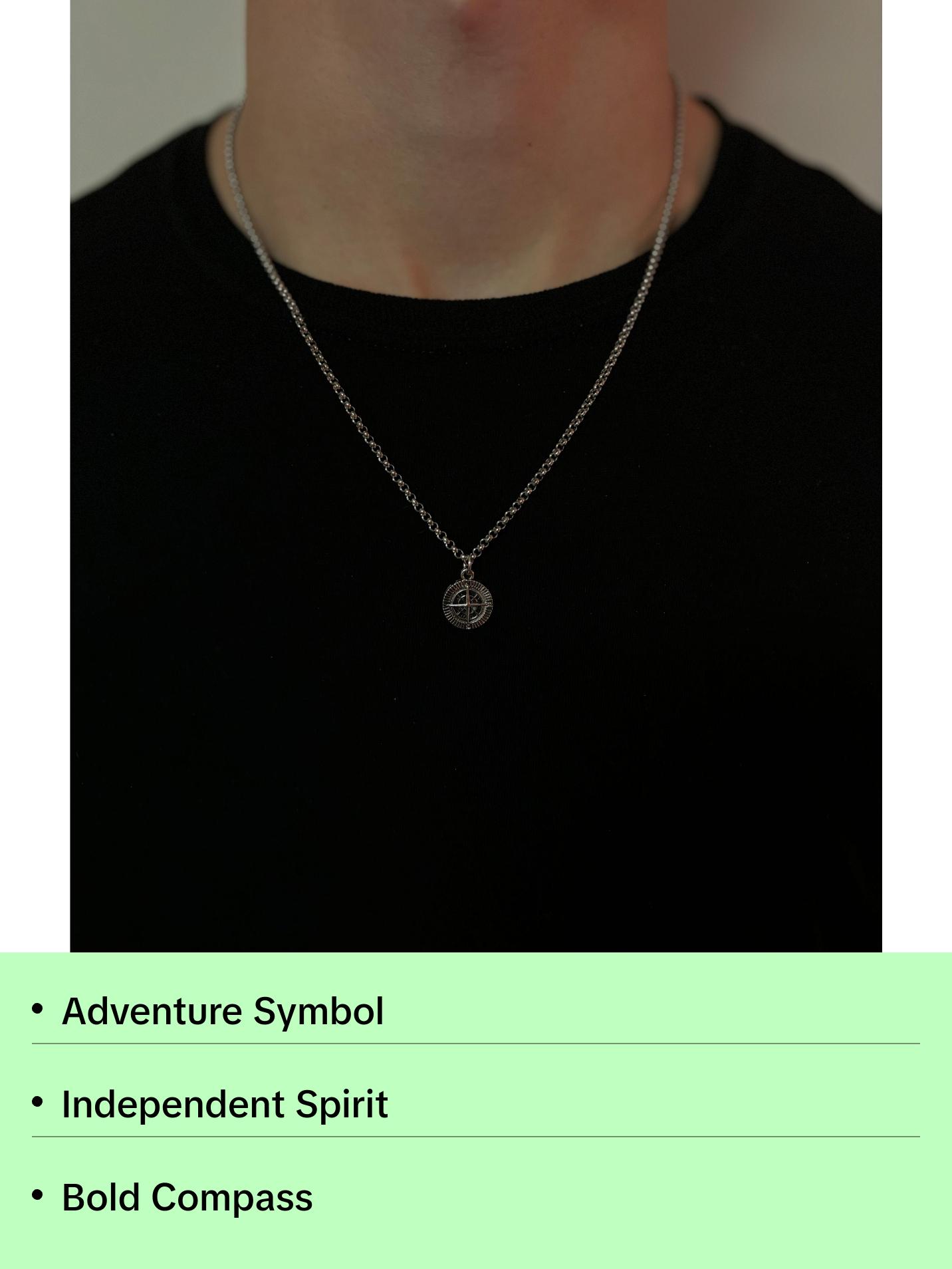 Lone Explorer- Stainless Steel Chain with Compass Pendant - Single Pendant for Independence and Adventure