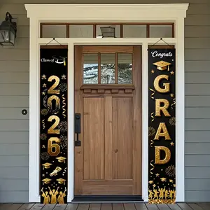 Graduation Couplets Set 2026, Porch Banner, Party Decorations Banners, Polyester Material, Perfect for Graduation Ceremony, graduation party decorations, No Power Needed