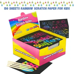 150 Sheets Rainbow Scratch Paper for Kids – Easter Basket Stuffers for Boys & Girls Ages 4–12, Art Crafts, Classroom Party Favors, Toys Games & Back to School Supplies