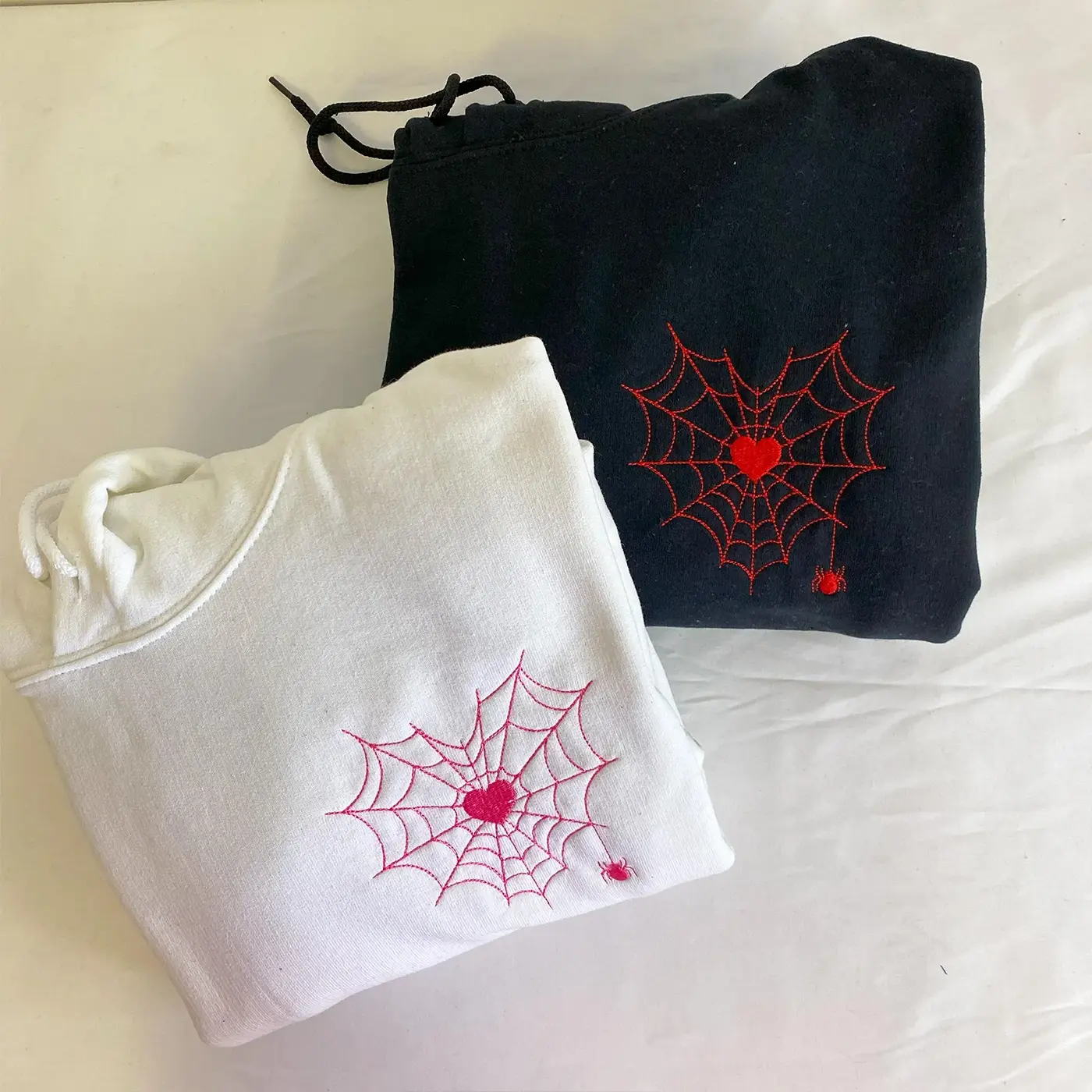 Halloween Couple Hoodie, Spiderweb Heart Hoodie, Matching Couple Hoodie, Spooky Season, Halloween Gift for Him Her fall clothes men's wear Hip Hop Spider Pattern hoodies men
